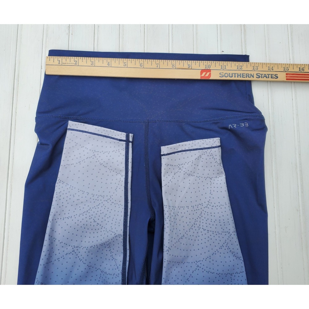 AR-33 Women Blue Ombre Geometric Dot High Waist Leggings Size Medium Yoga Gym - Picture 4 of 8